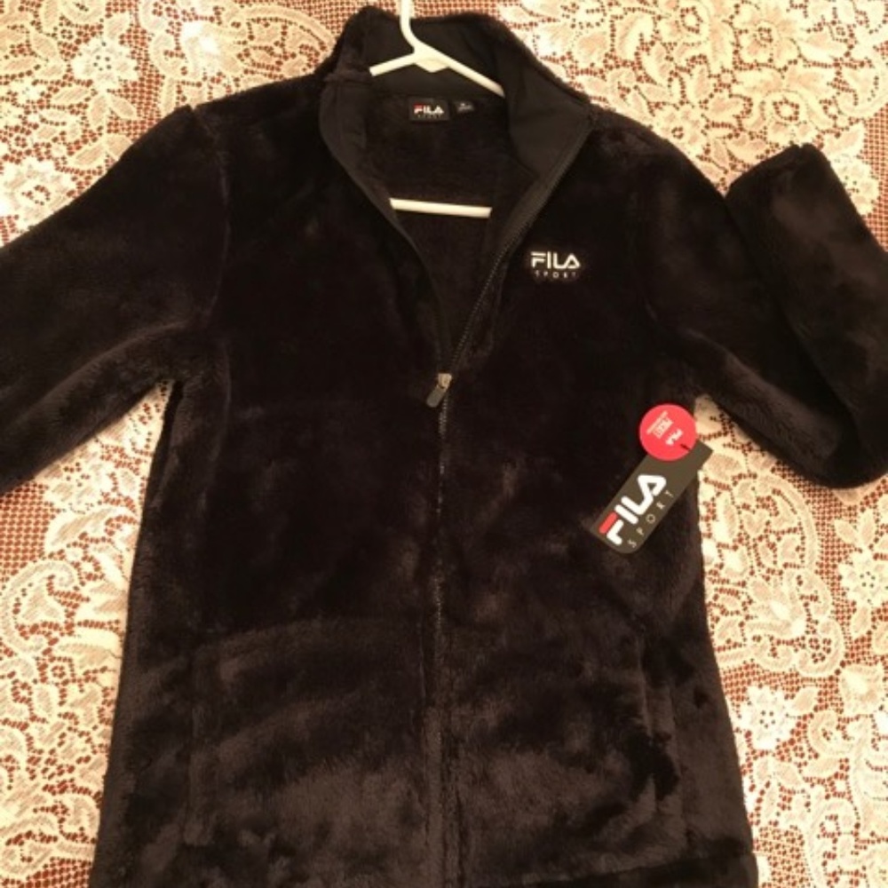 FILA Faux Fur Women’s Medium (M) Black Jacket NWT